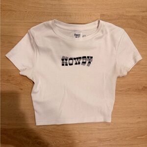 White "Howdy" Cropped Tee